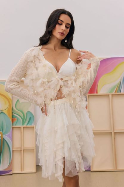 Judy Crystal Fringe Knit Cardigan