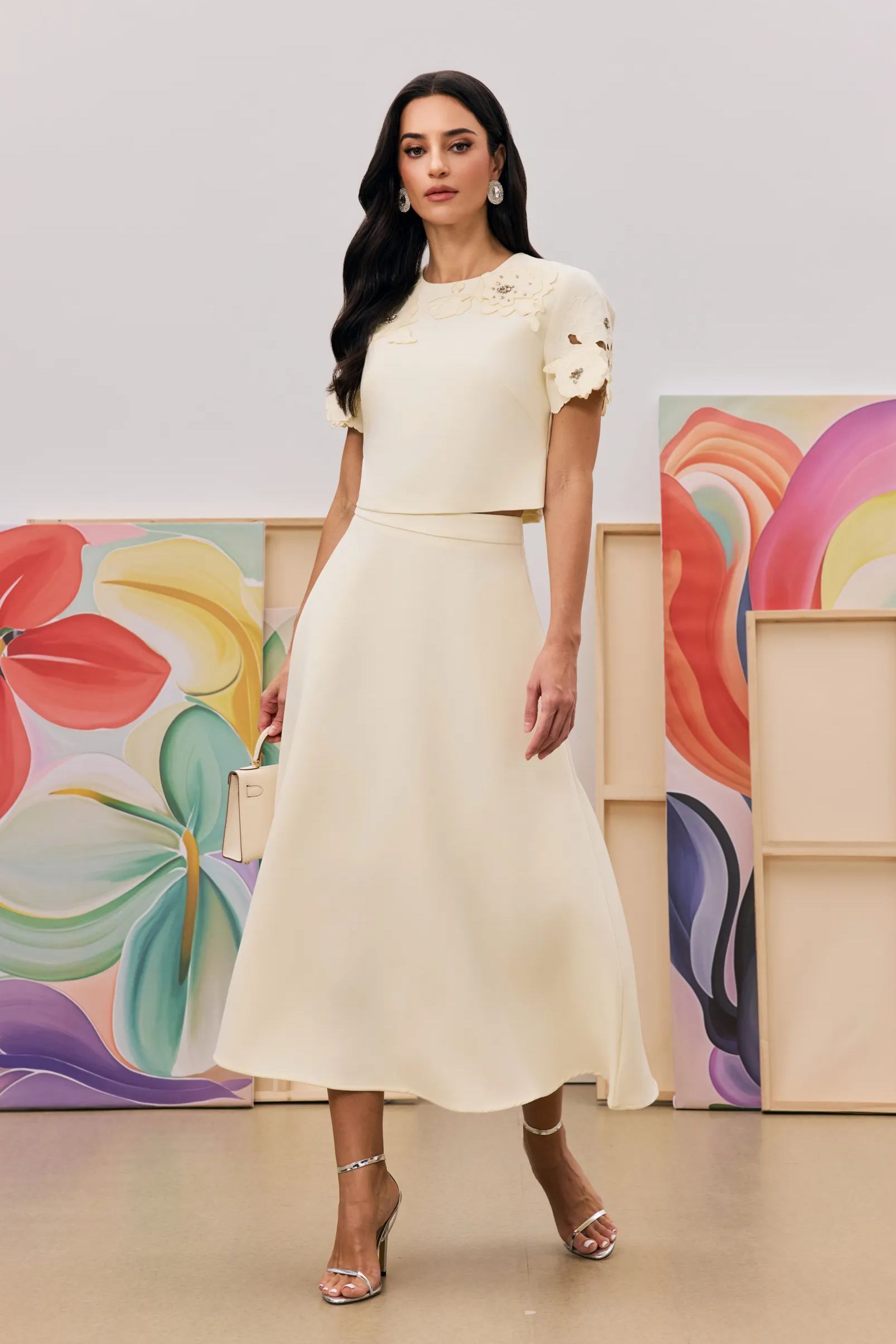 Elsie Floral Applique Top & Skirt Set