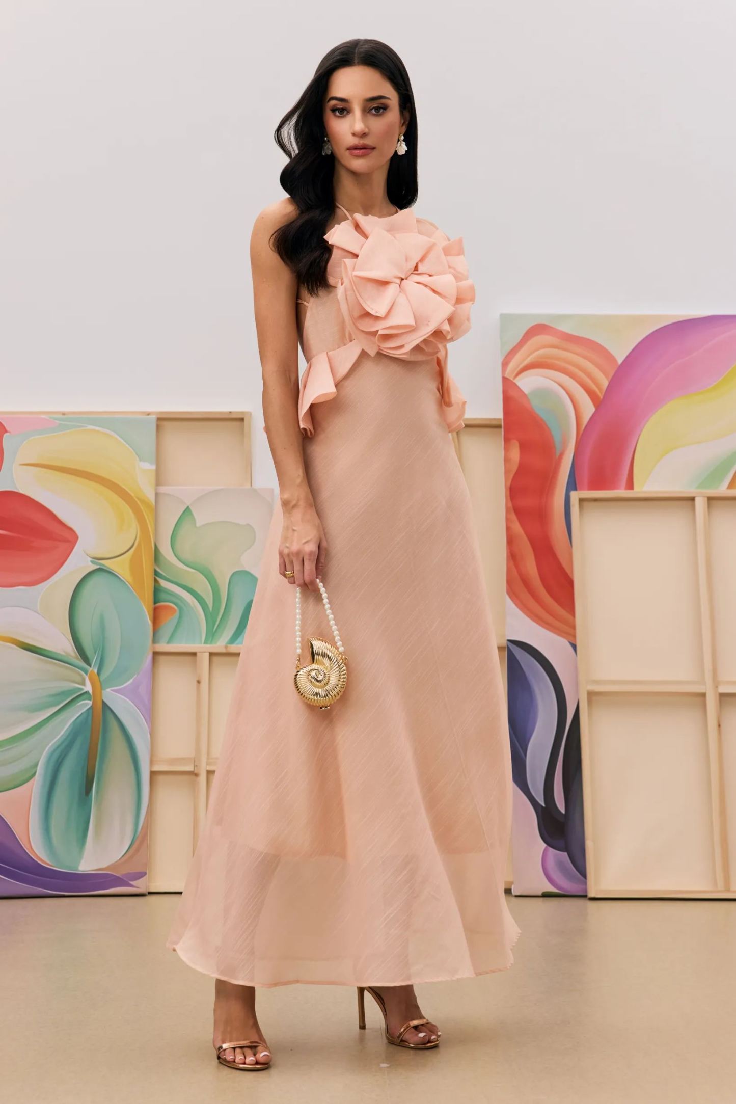 Letitia Halter Neck Ruffle Maxi Dress