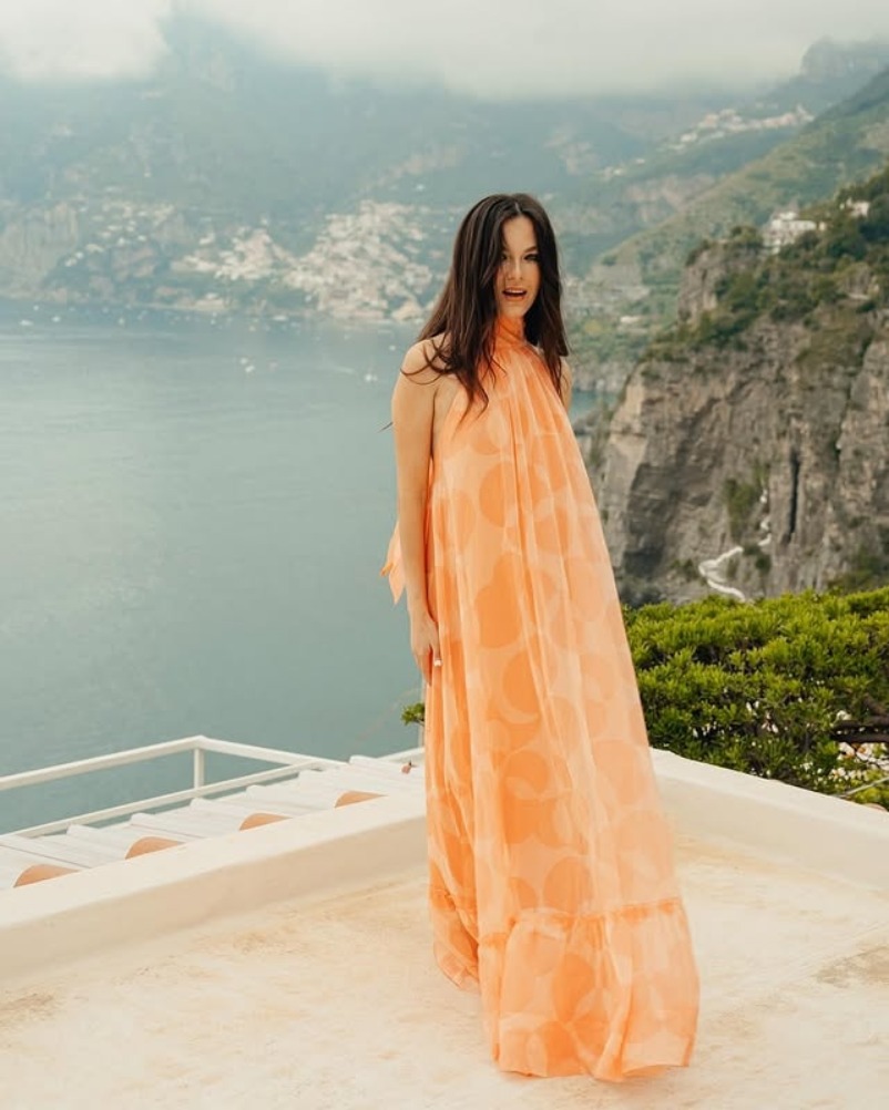 printed halter neck maxi dress in vacation