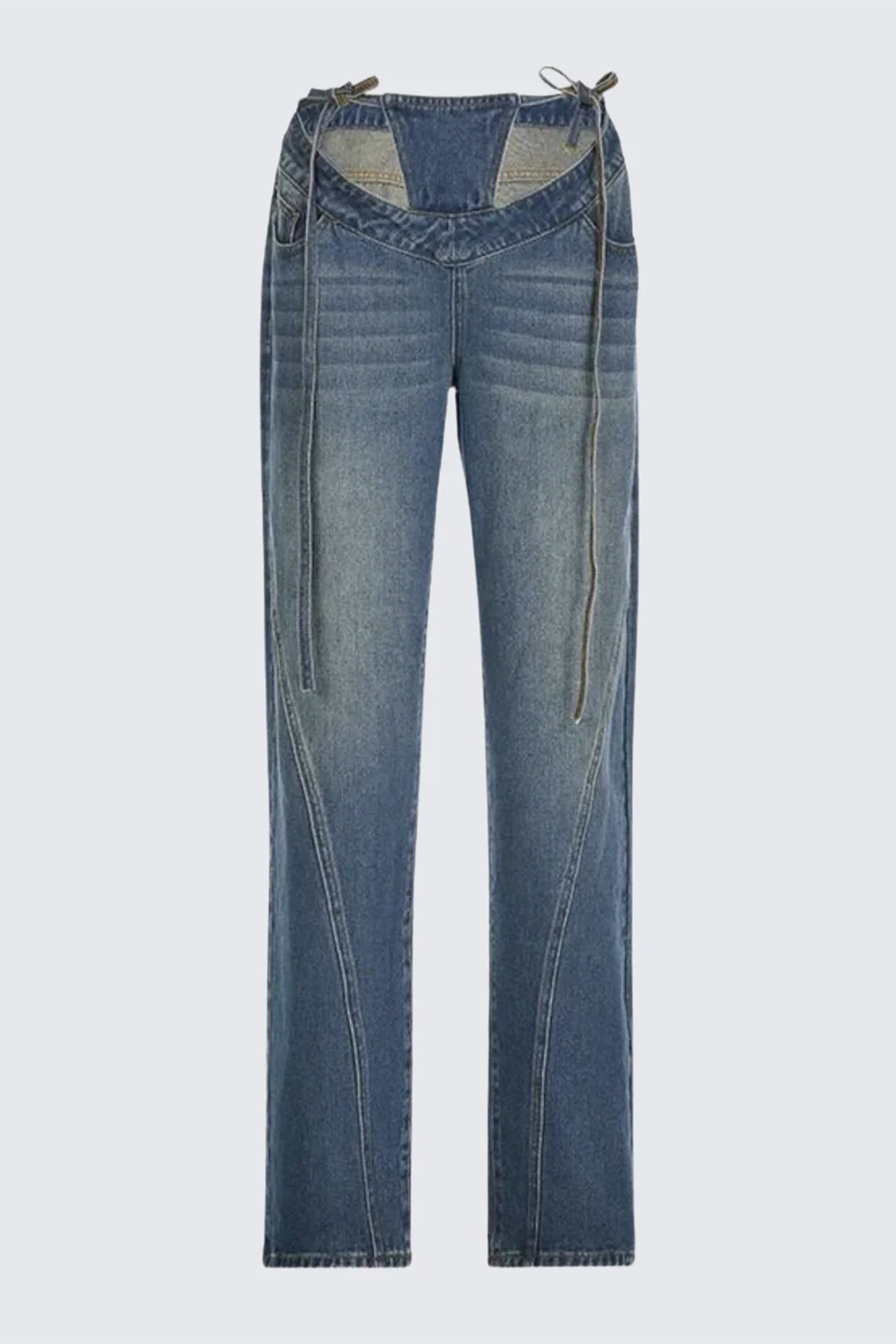 Janice V Waist Tie-Up Denim Jeans