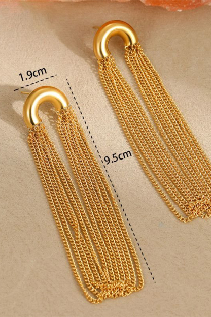 Arc Shape Dangling Tassel Earrings
