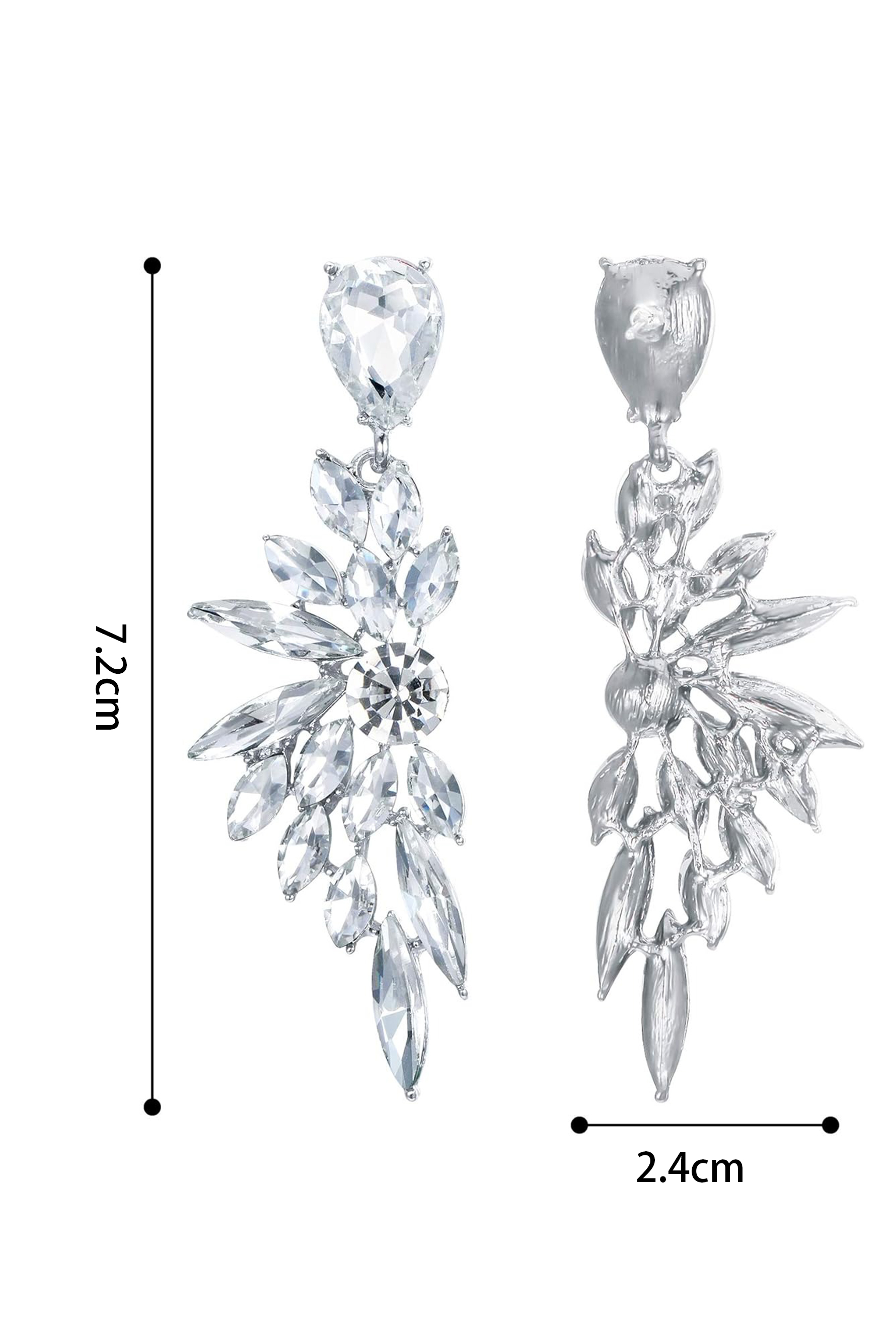 Wing Shaped Crystal Cluster Earrings