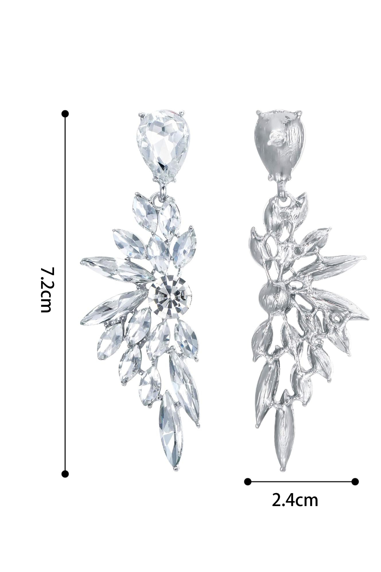 Wing Shaped Crystal Cluster Earrings
