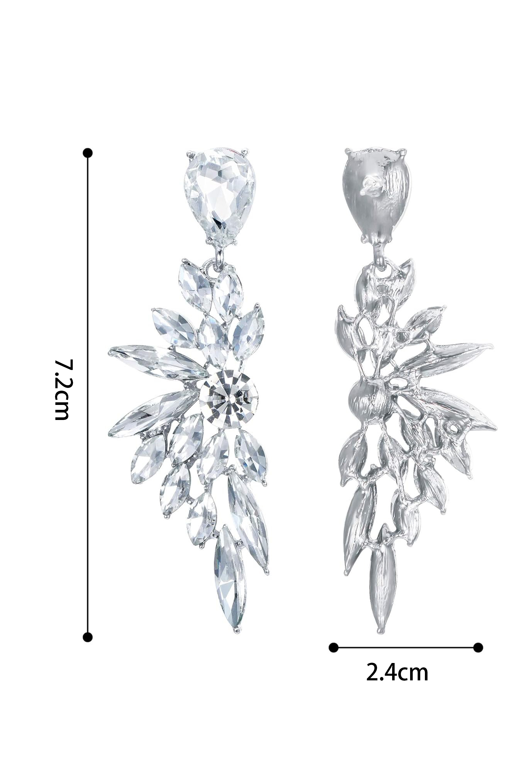 Wing Shaped Crystal Cluster Earrings