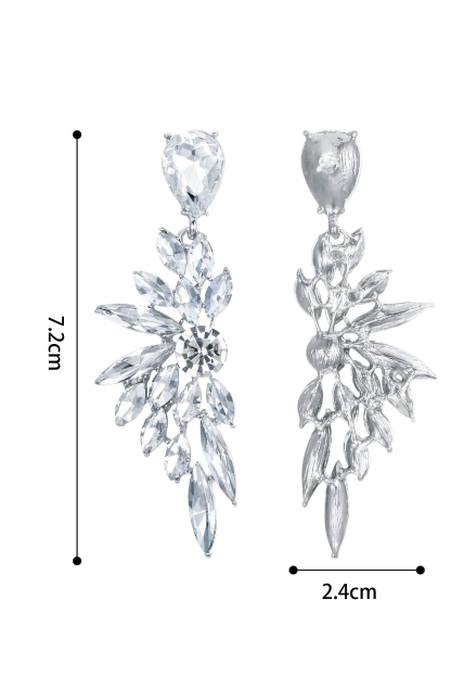 Wing Shaped Crystal Cluster Earrings