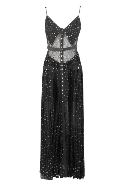 Andrea V-neck Semi-sheer Chiffon Maxi Dress