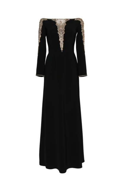 Laila Rhinestone Embellished Off Shoulder Maxi Dress