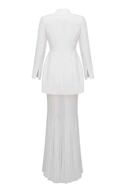 Myra Asymmetric Tailored Blazer & Sheer Mesh Skirt Set