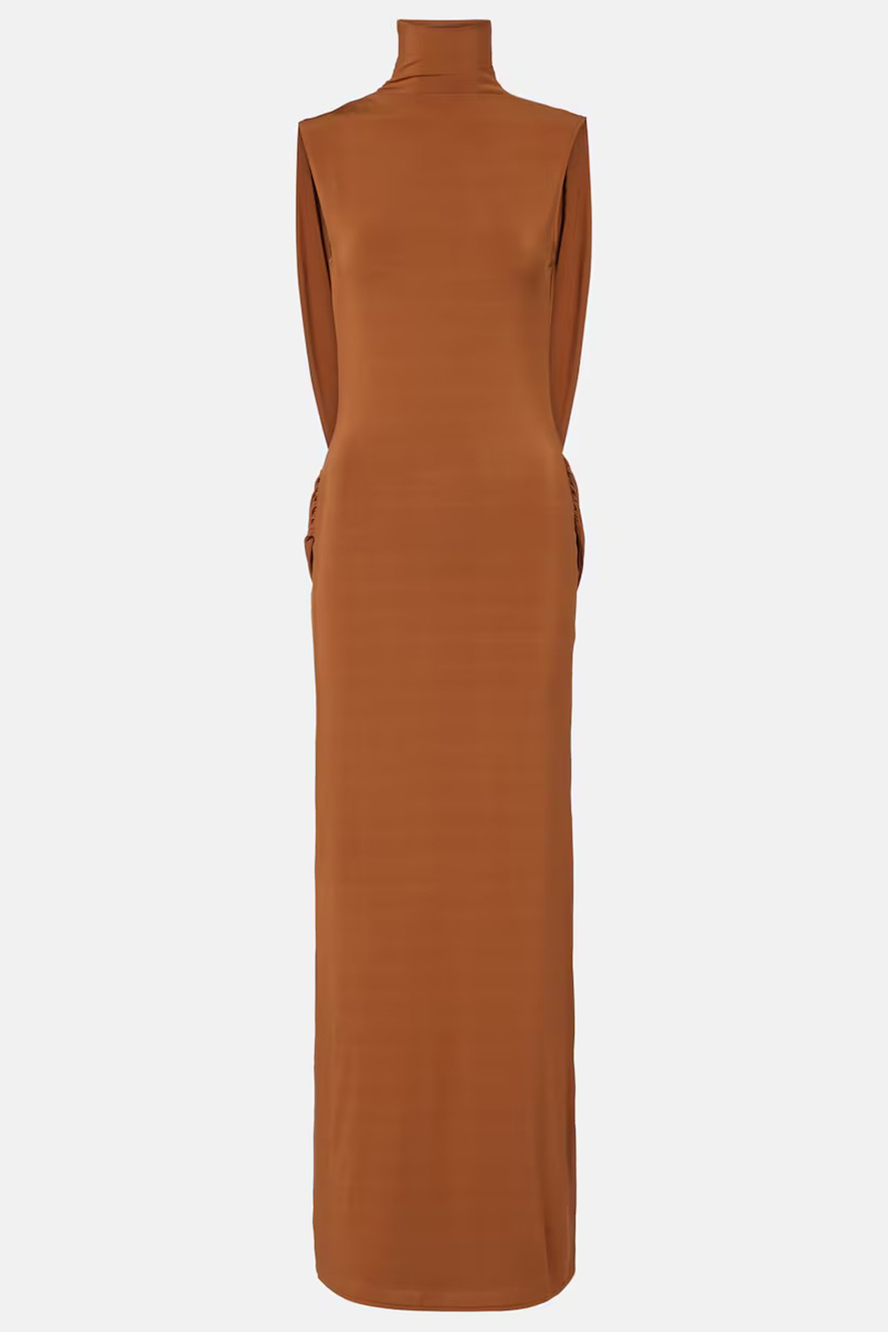 All Day Gorgeous Brown High Neck Open Back Maxi Dress