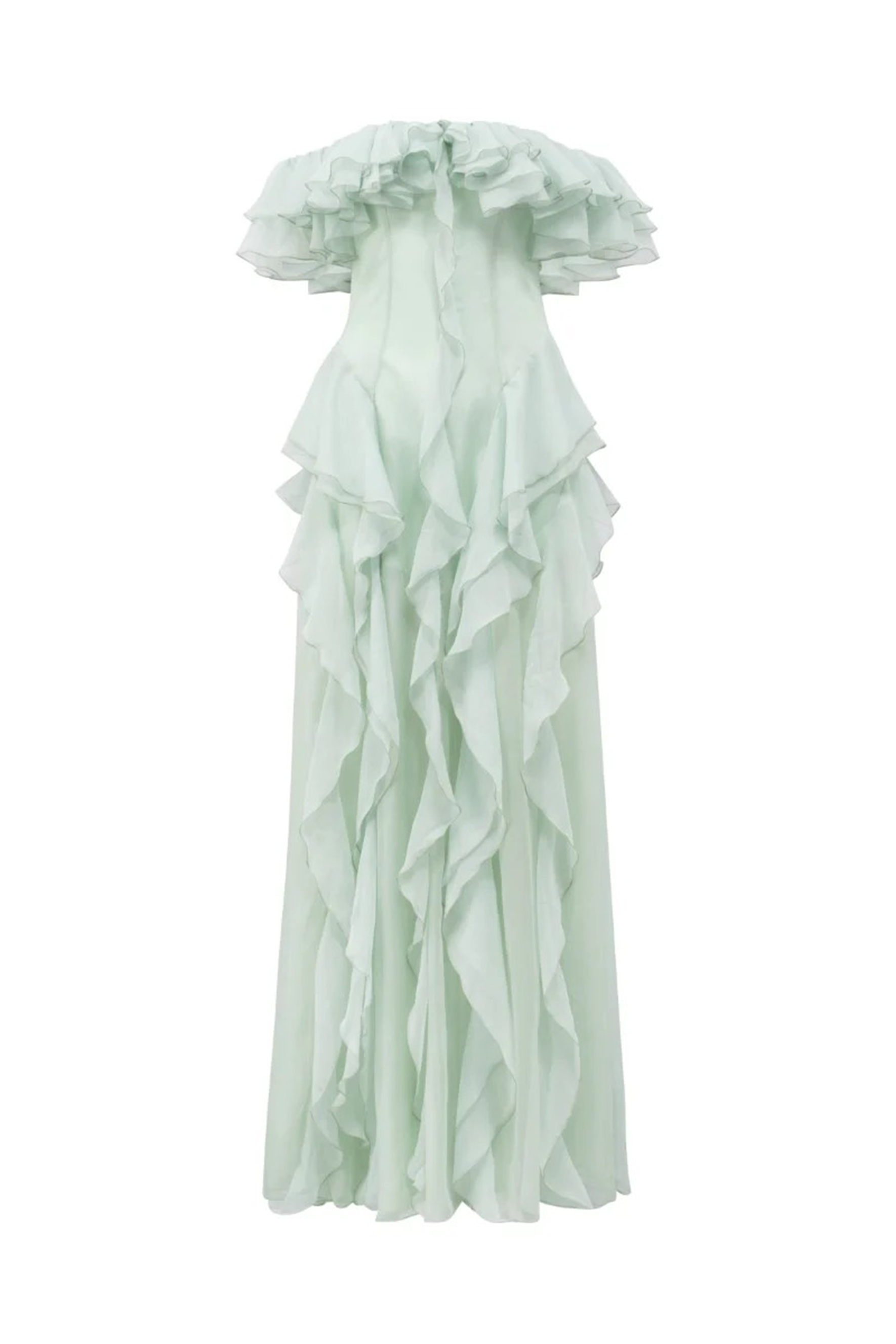 Every Love Song Green Off-The-Shoulder Ruffle Maxi Dress
