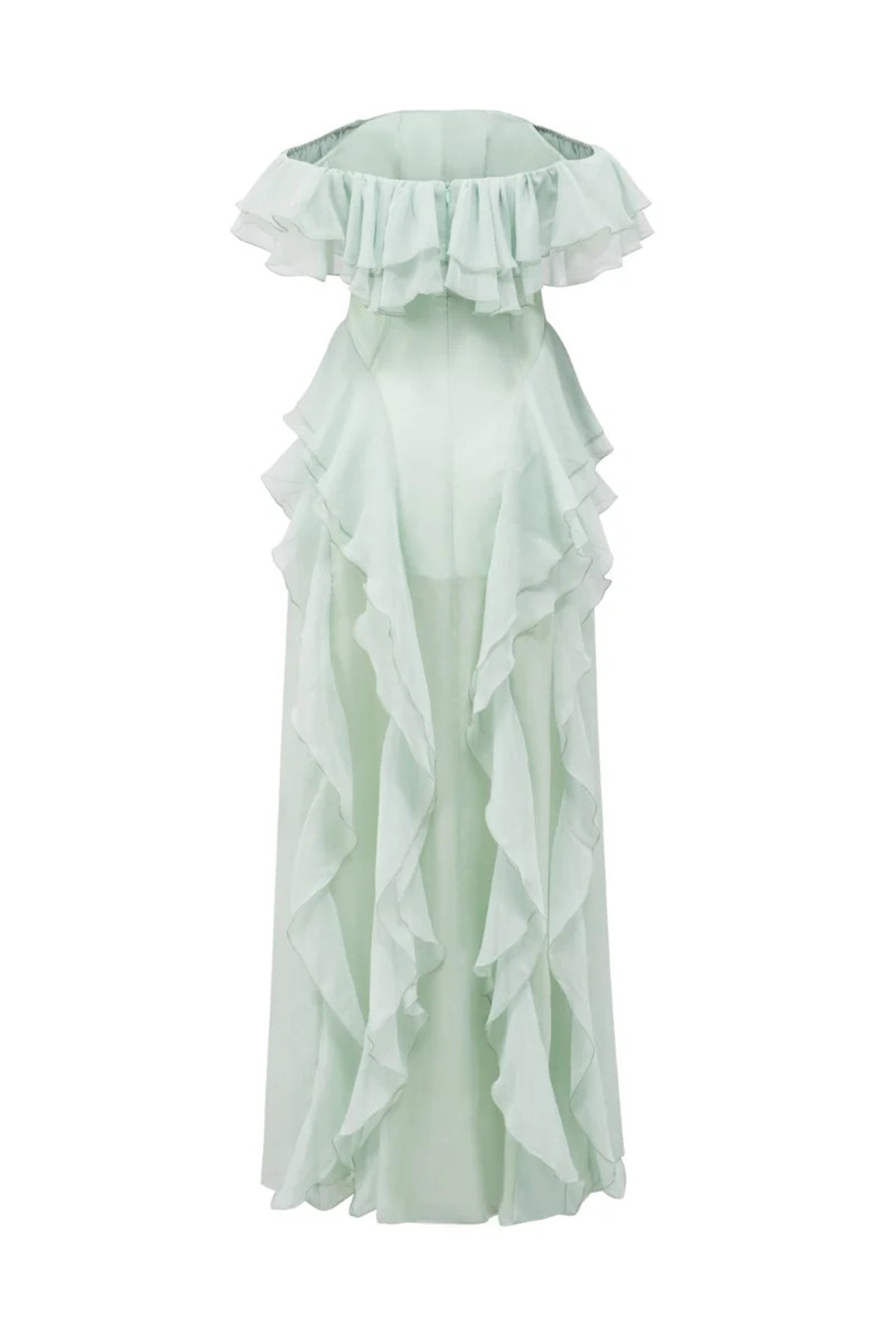 Every Love Song Green Off-The-Shoulder Ruffle Maxi Dress