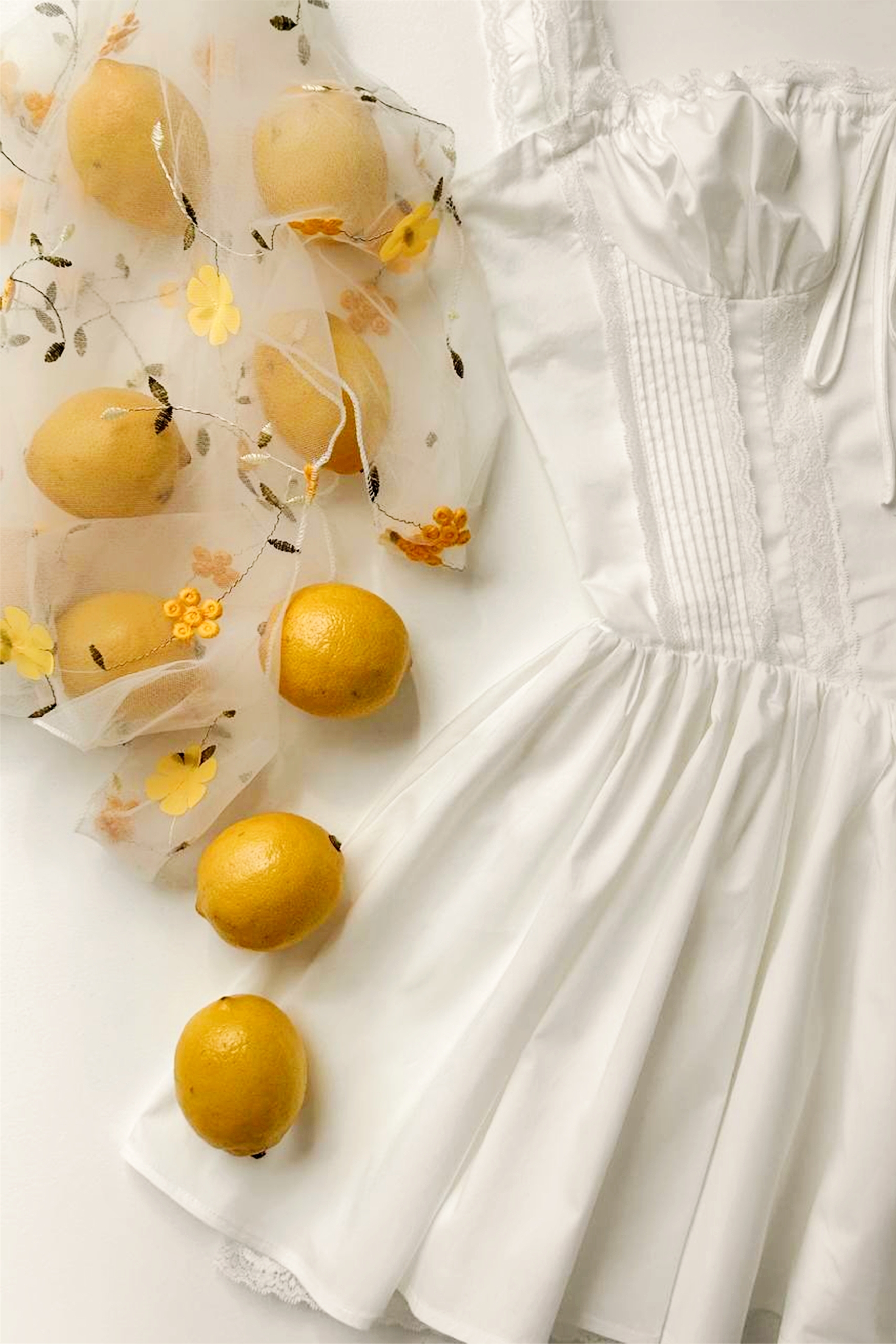 Floral Embroidered Sheer Mesh Bag