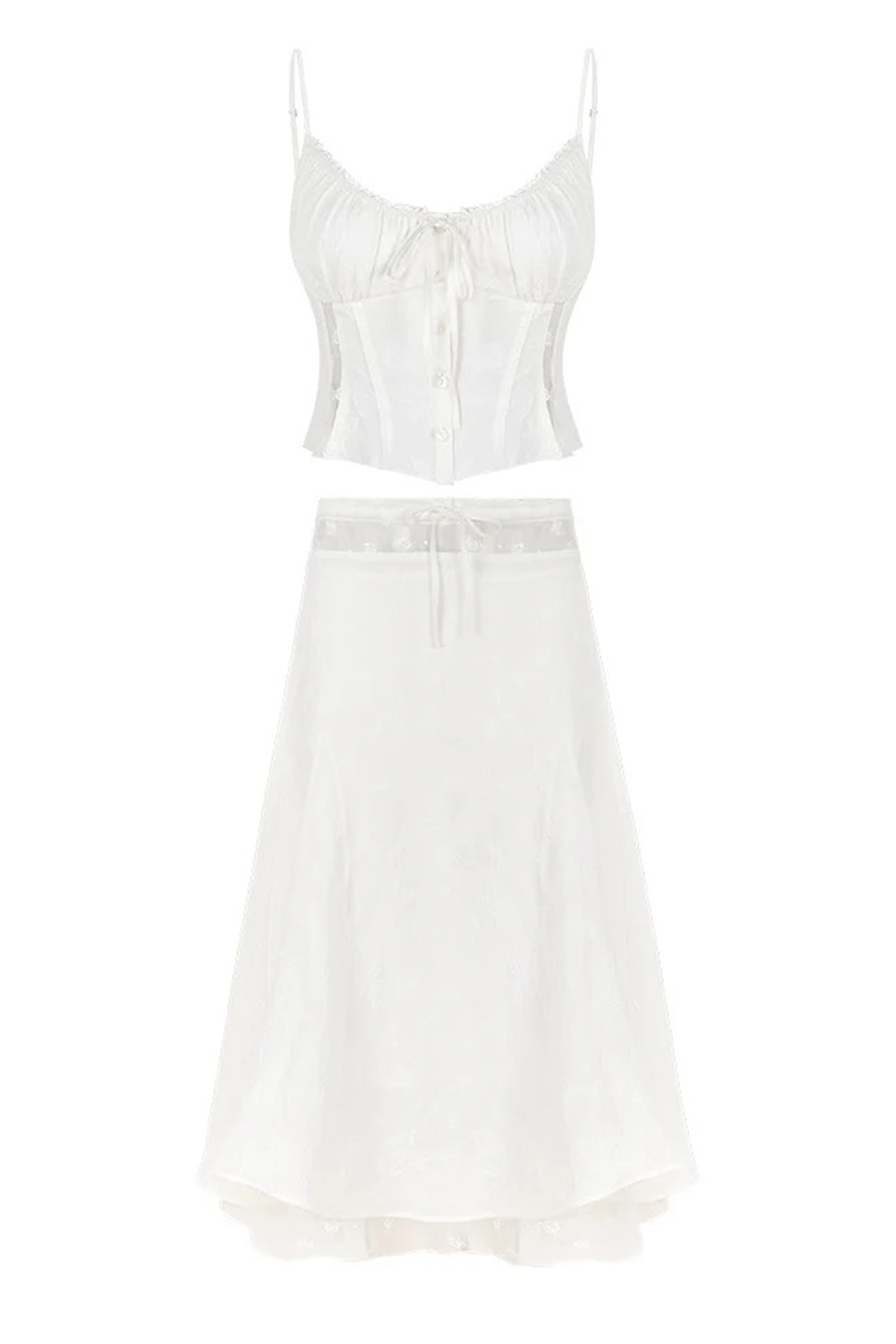 Brina Spaghetti Strap Lace Corset & Midi Skirt Set