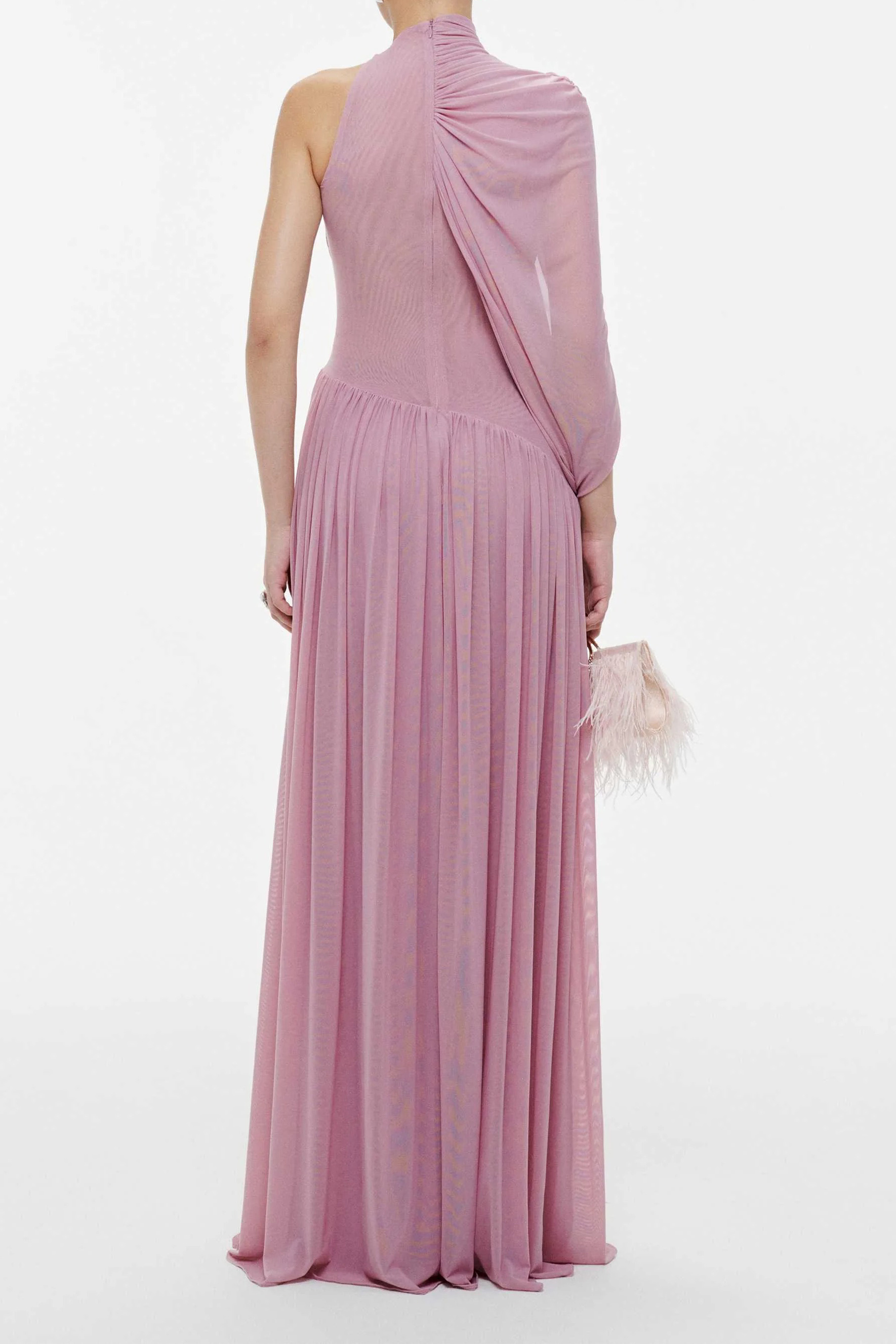 Desirable Date Dusty Pink One Sleeve Draped Maxi Dress