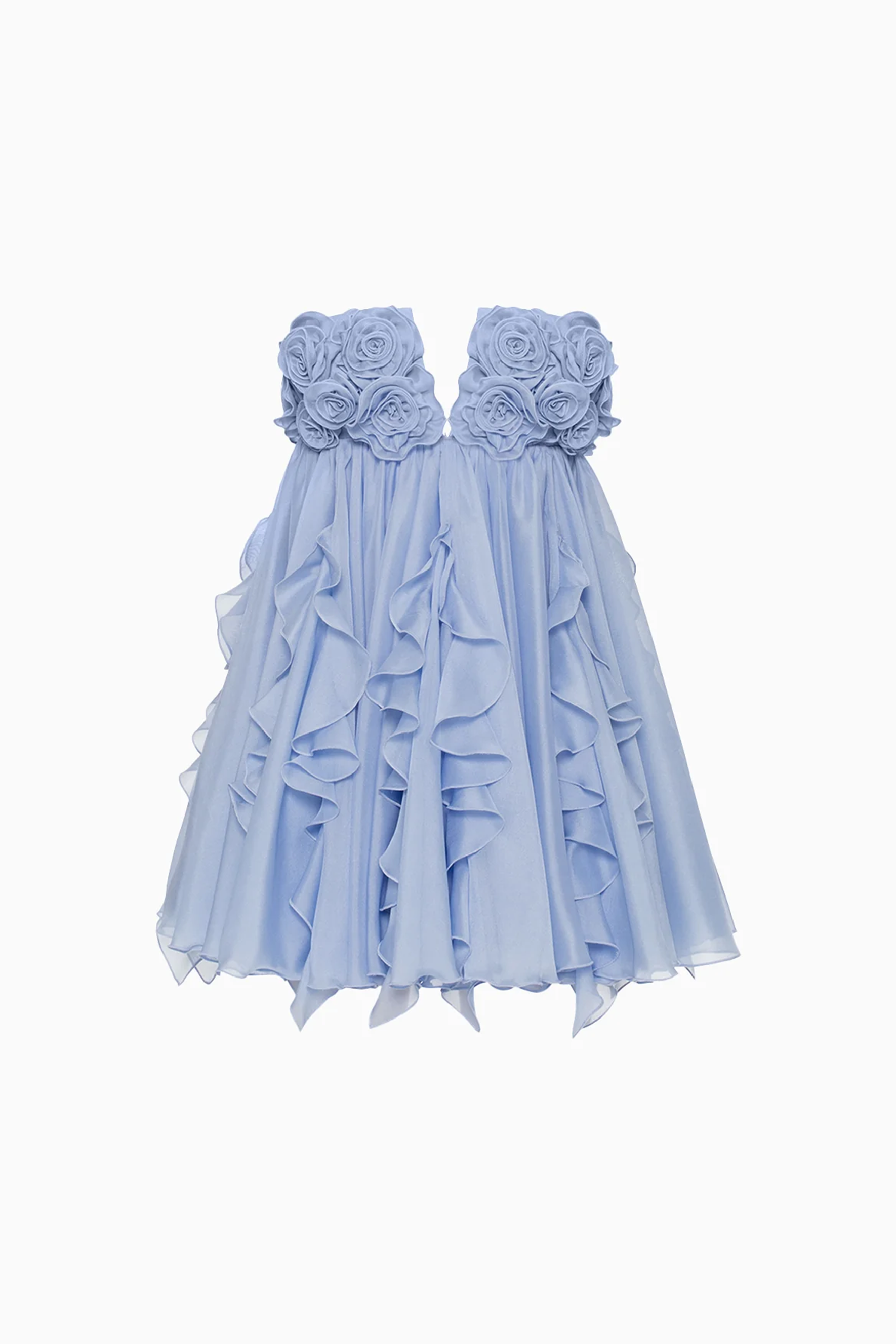 Dreamy Inspiration Blue Floral Embellished Strapless Mini Dress