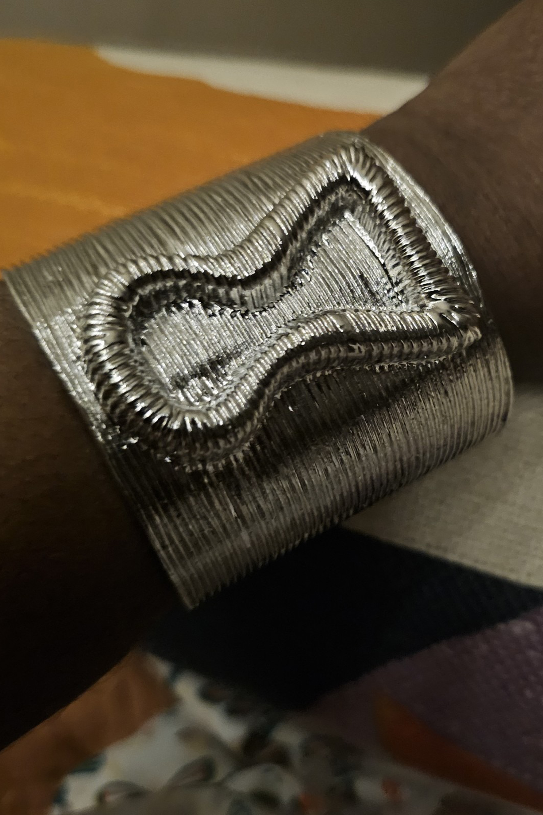 KeyHole Textured Wide Cuff Bracelet