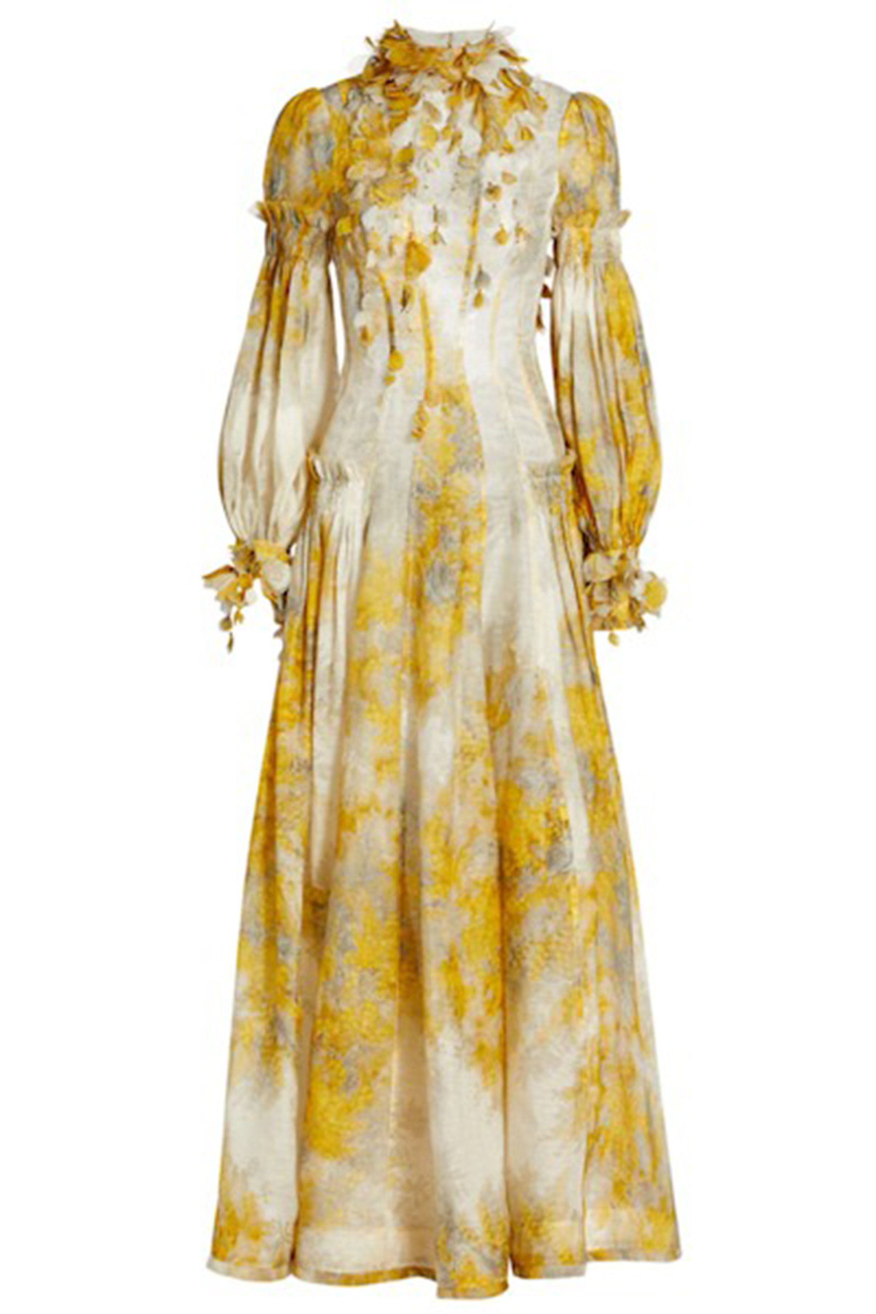 Daydream in Bloom Yellow Floral Applique Open Back Maxi Dress