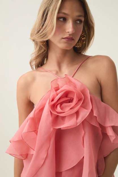 Sara Floral Ruffle Chiffon Mini Dress