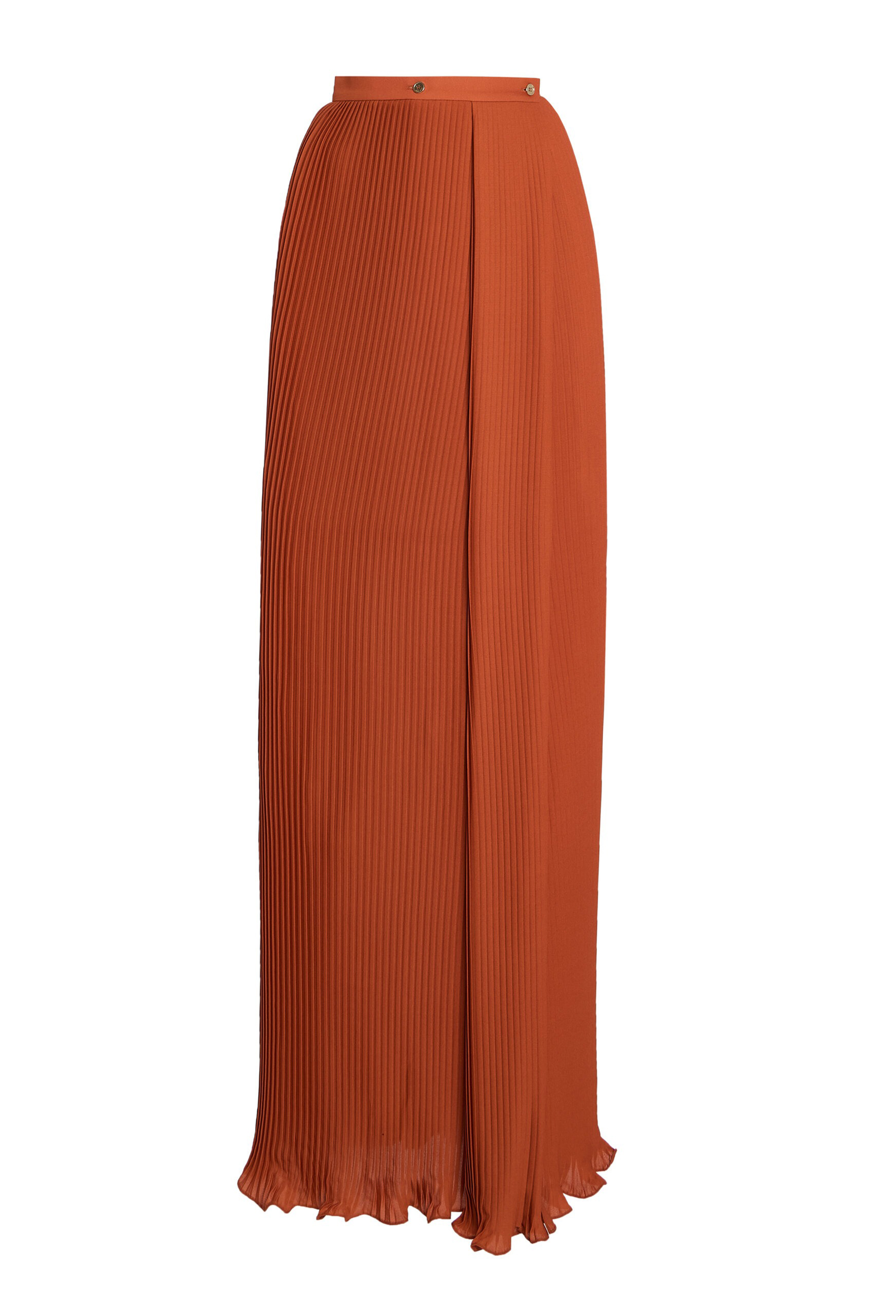 The VIP Vibe Orange V‑Neck Ruffle Top & Pleated Skirt Set