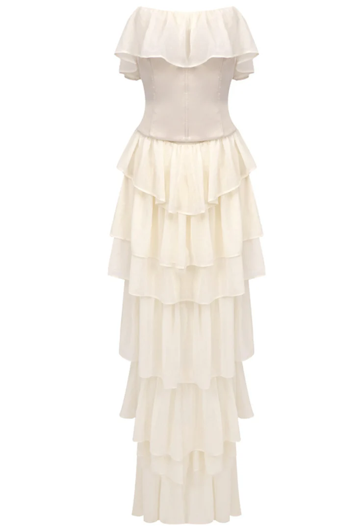 Letitia Layered Ruffle Corset Maxi Dress