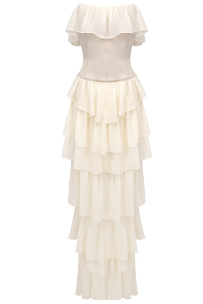Letitia Layered Ruffle Corset Maxi Dress