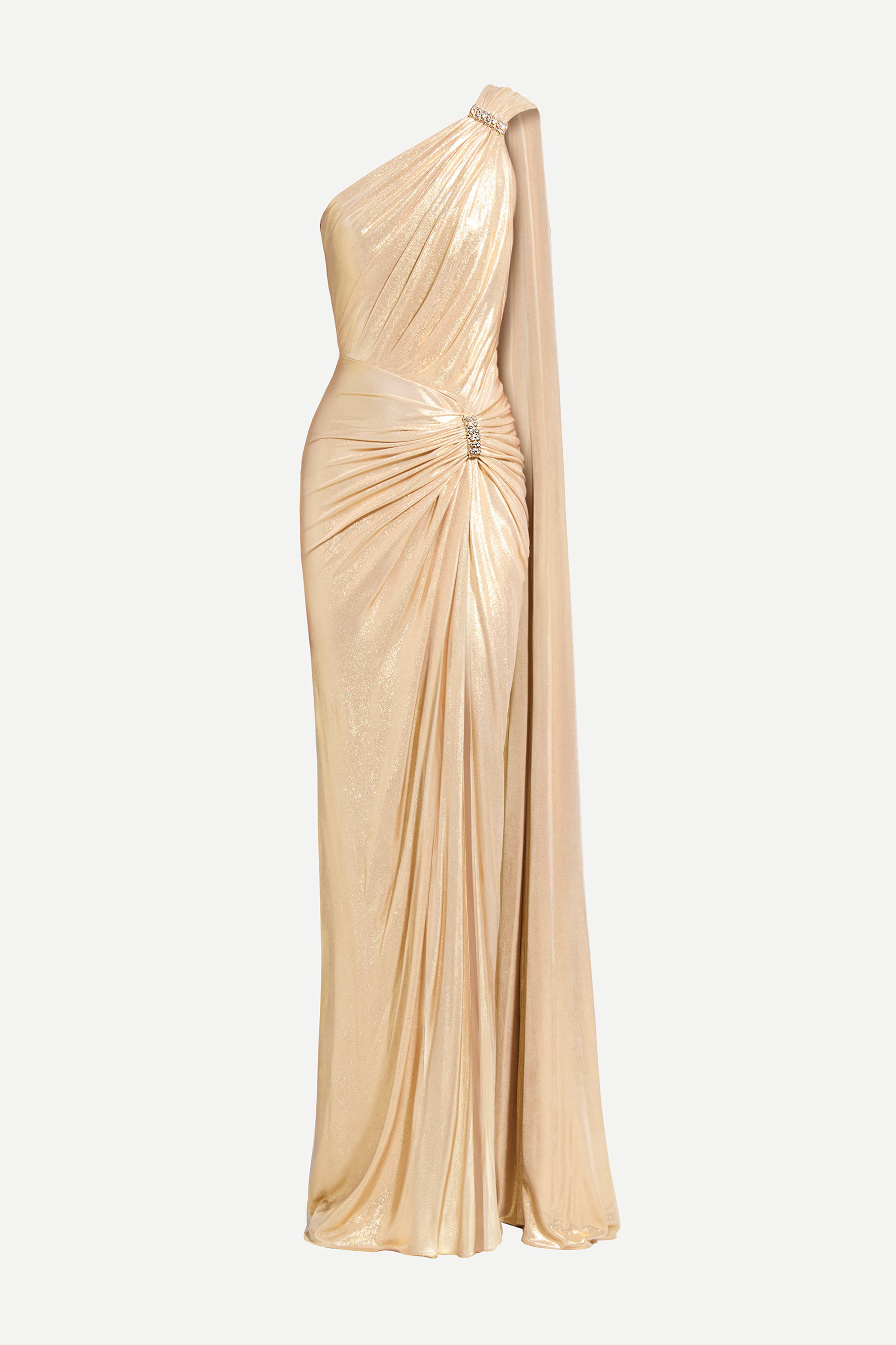 Glamorous Choice Gold One Shoulder High Slit Maxi Dress