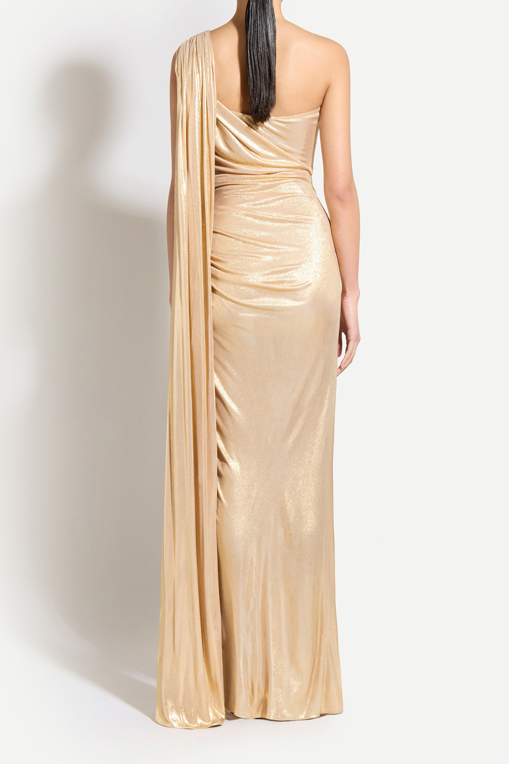 Glamorous Choice Gold One Shoulder High Slit Maxi Dress