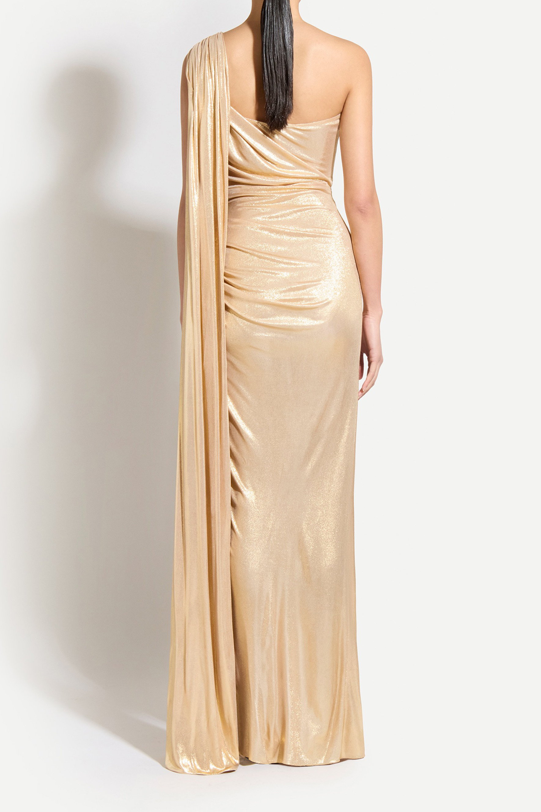Glamorous Choice Gold One Shoulder High Slit Maxi Dress