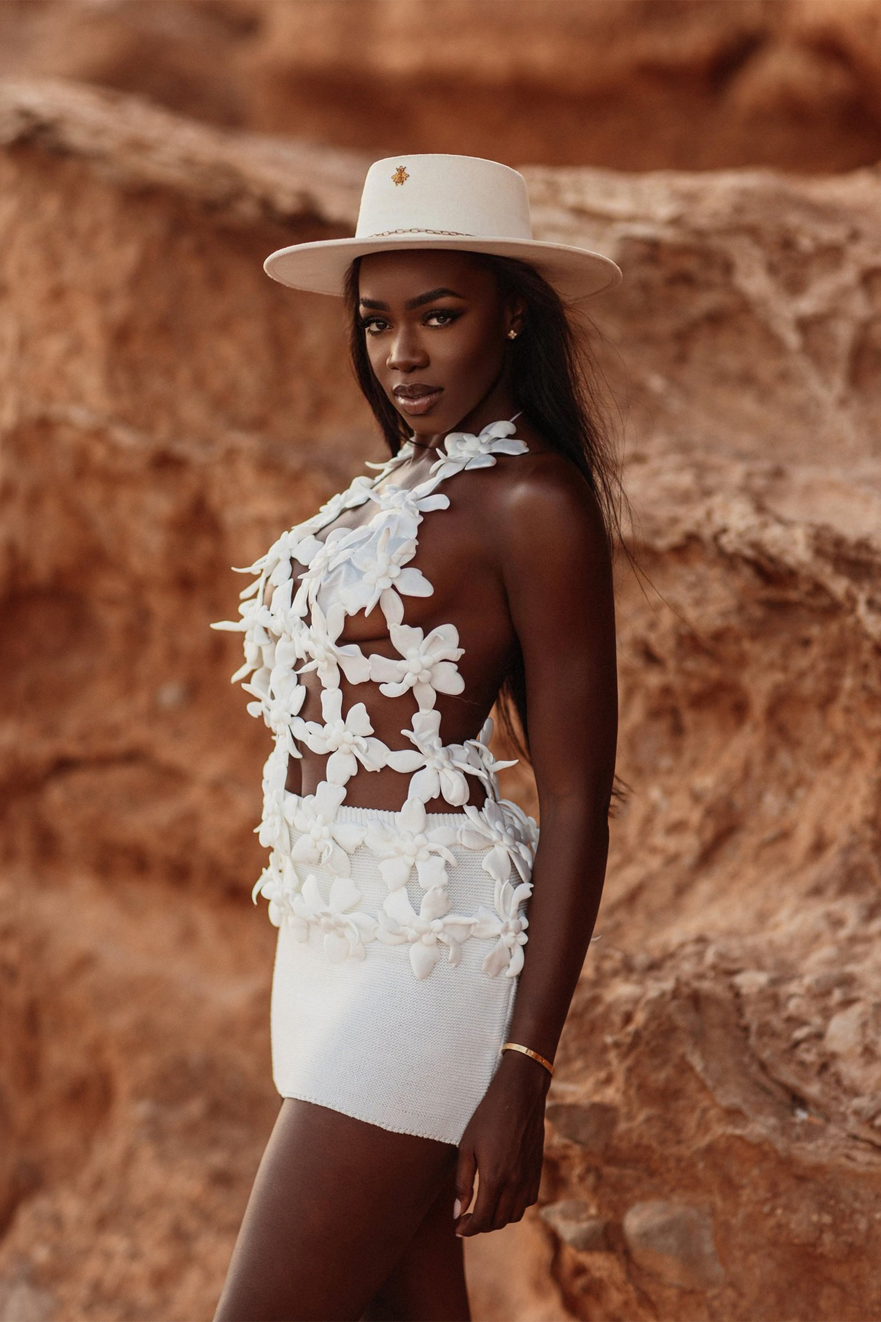 Lorraine Floral Applique V-neck Top