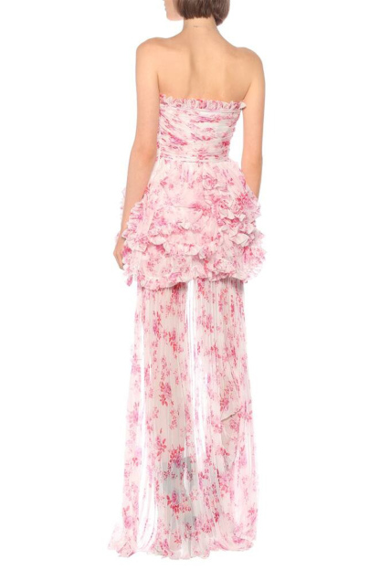 Like An Angel Pink Floral Print Tiered Ruffle Mini Dress