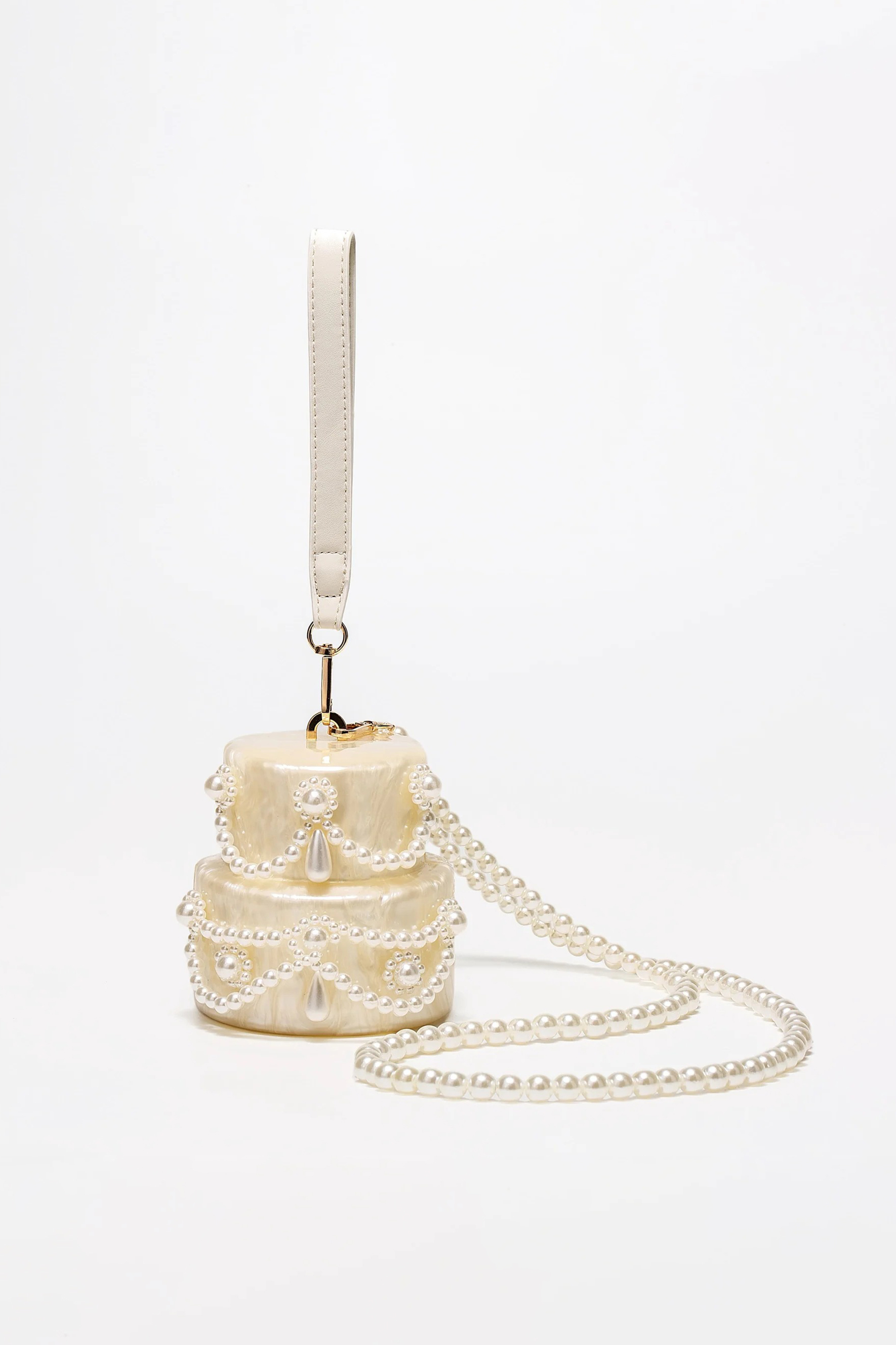 Pearl Embellished Cake Clutch