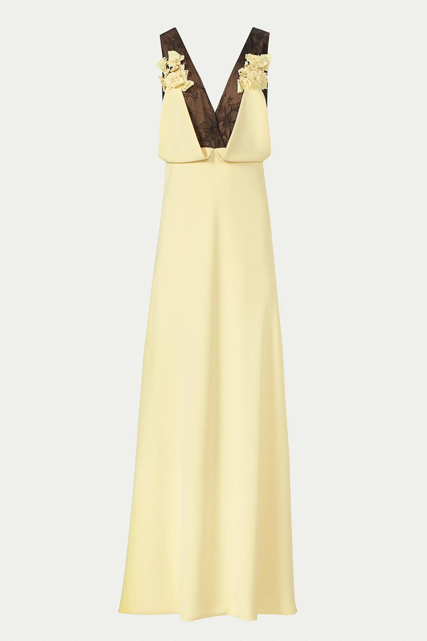 All Eyes on Me Yellow Floral Deep V Open Back Maxi Dress