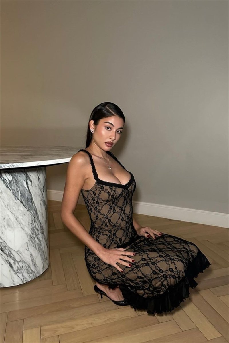 Ina Floral Lace Ruffle Maxi Dress-Sunfere