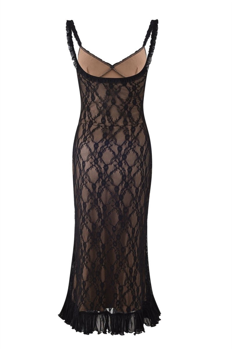Ina Floral Lace Ruffle Maxi Dress-Sunfere