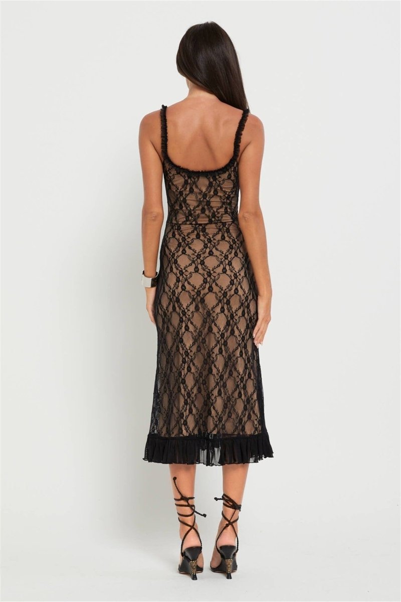 Ina Floral Lace Ruffle Maxi Dress-Sunfere