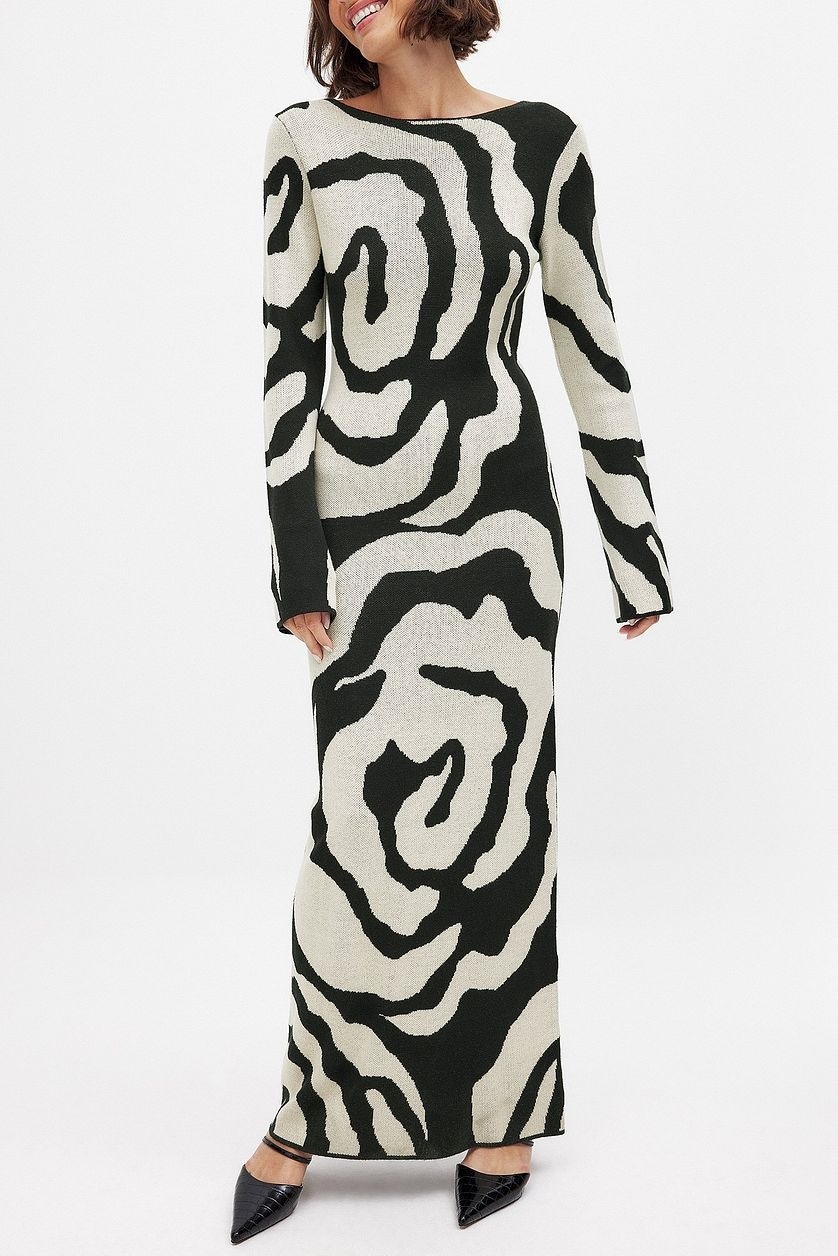 Elaine Zebra Print Knitted Maxi Dress