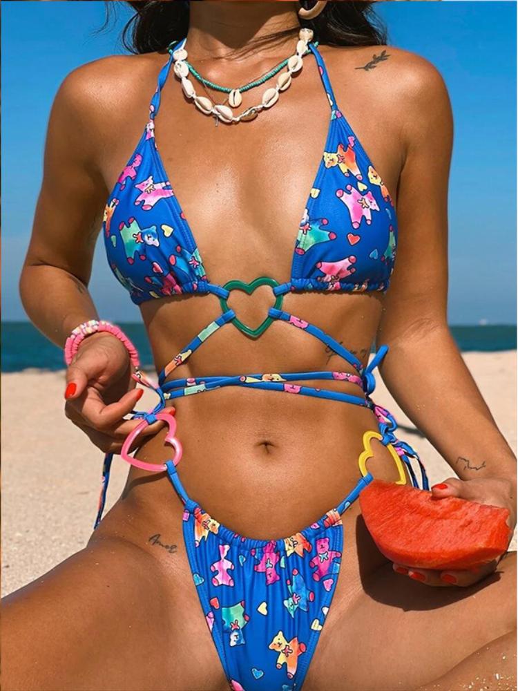 Jamie Printed Hearted Bikini