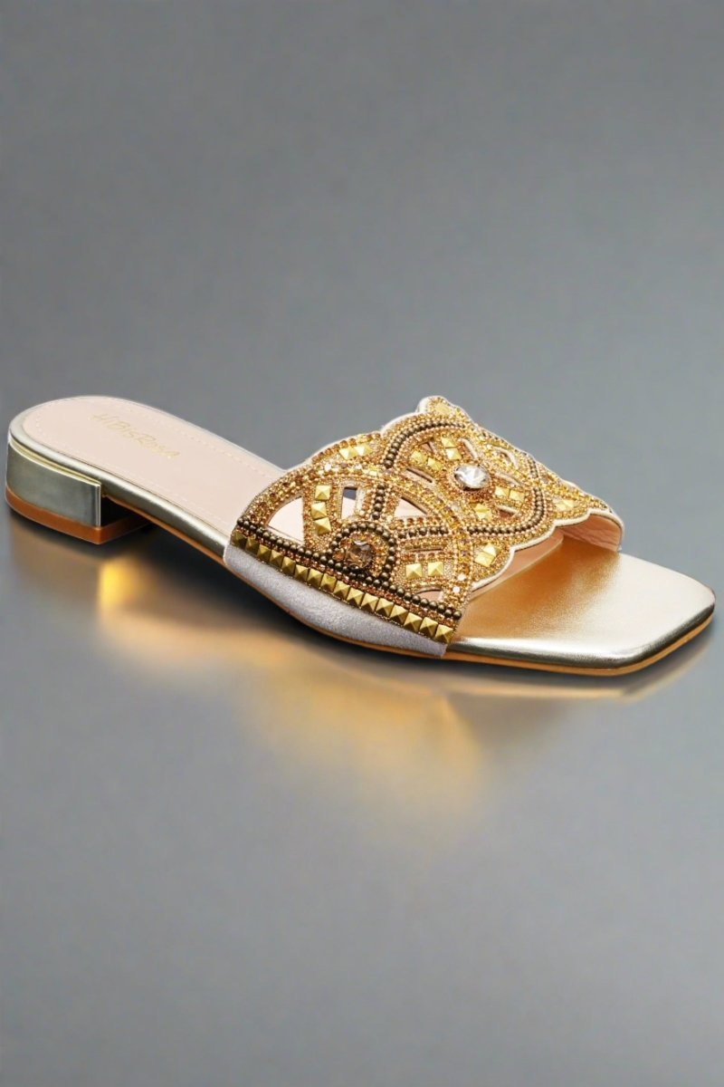 Janet Embellished Diamond Slide Sandals-Sunfere