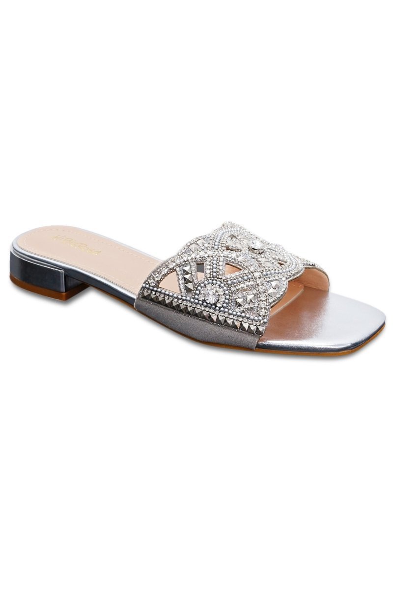Janet Embellished Diamond Slide Sandals-Sunfere