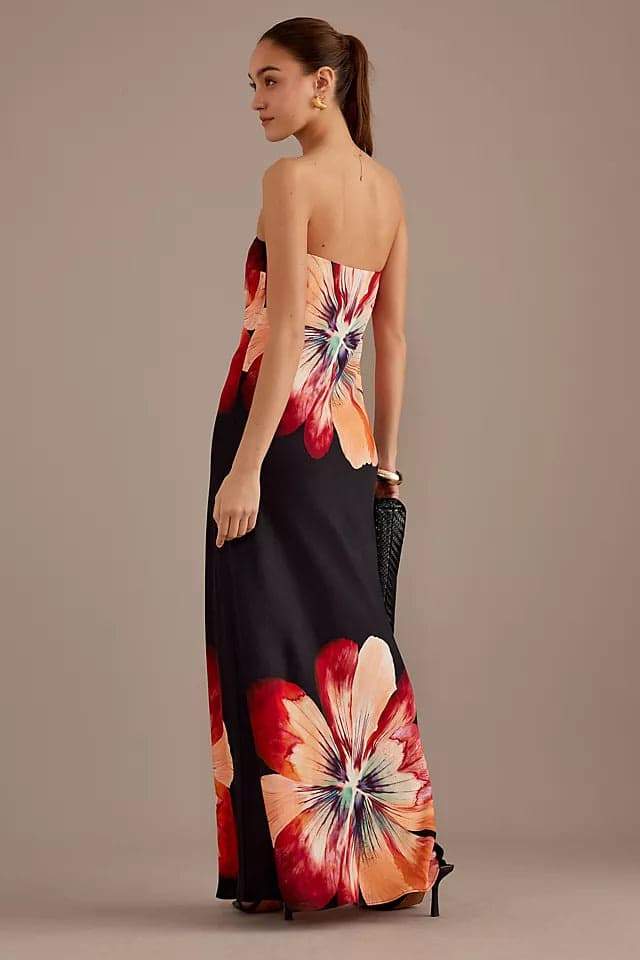 Floral Printed Strapless Dress ｜Tropical Vacation Dresses