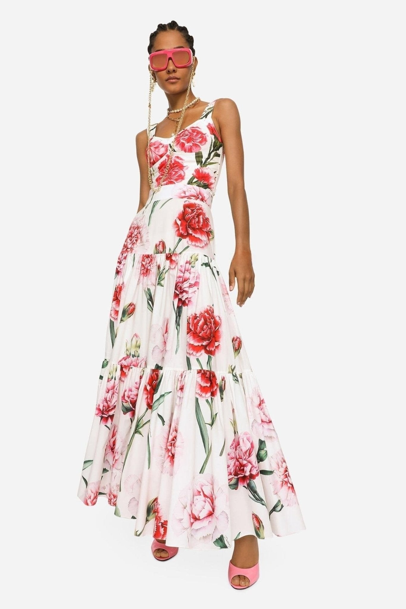 Jemima Printed Tiered Strap Maxi Set-Sunfere