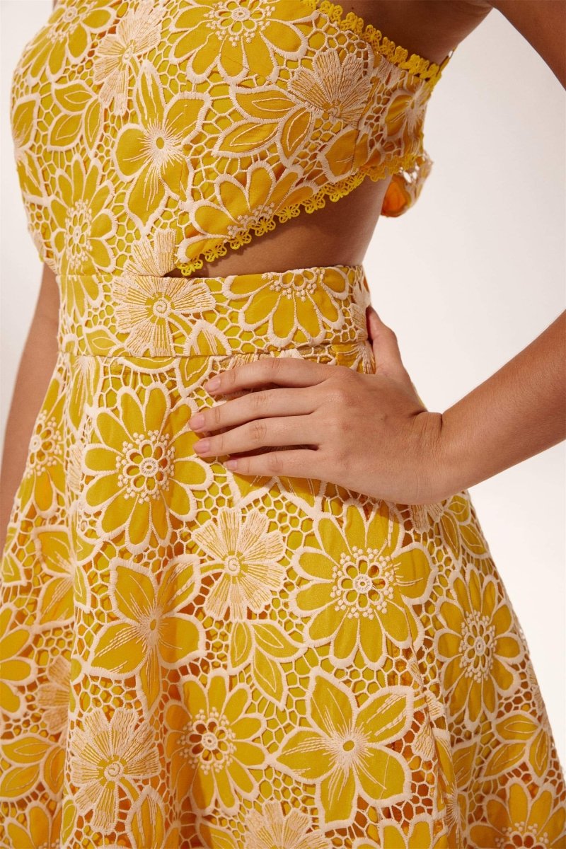 HerLiptoSunflower-printed Midi Dressイエロー herlipto 【5月5日(日)19時発売】 Sunflower-Printed Midi Dress