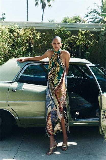 dresses - Jessica Printed Halterneck Midi Silp Dress - SD00606122915 - Multi - XS - Sunfere
