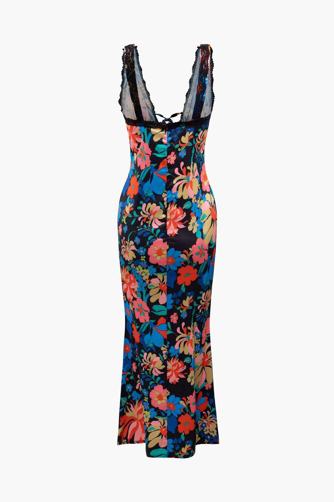 Jill Printed V-neck Lace Maxi Dress