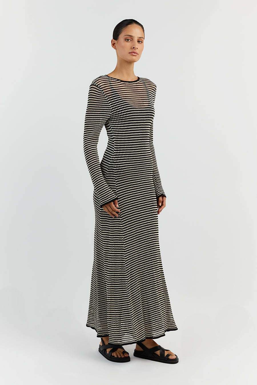 NWT_ZARA SS24 WOMAN STRAPPY KNIT MIDI DRESS WITH FRINGING S