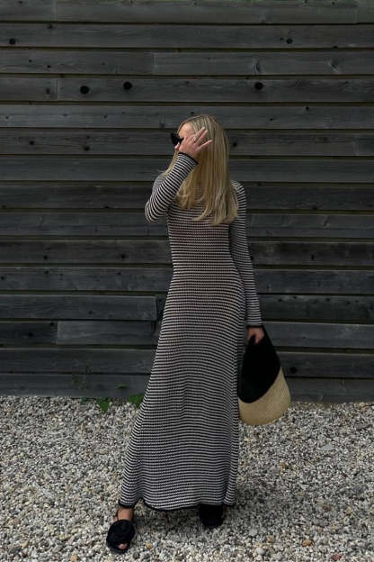 Jill Sheer Strip Knit Maxi Dress