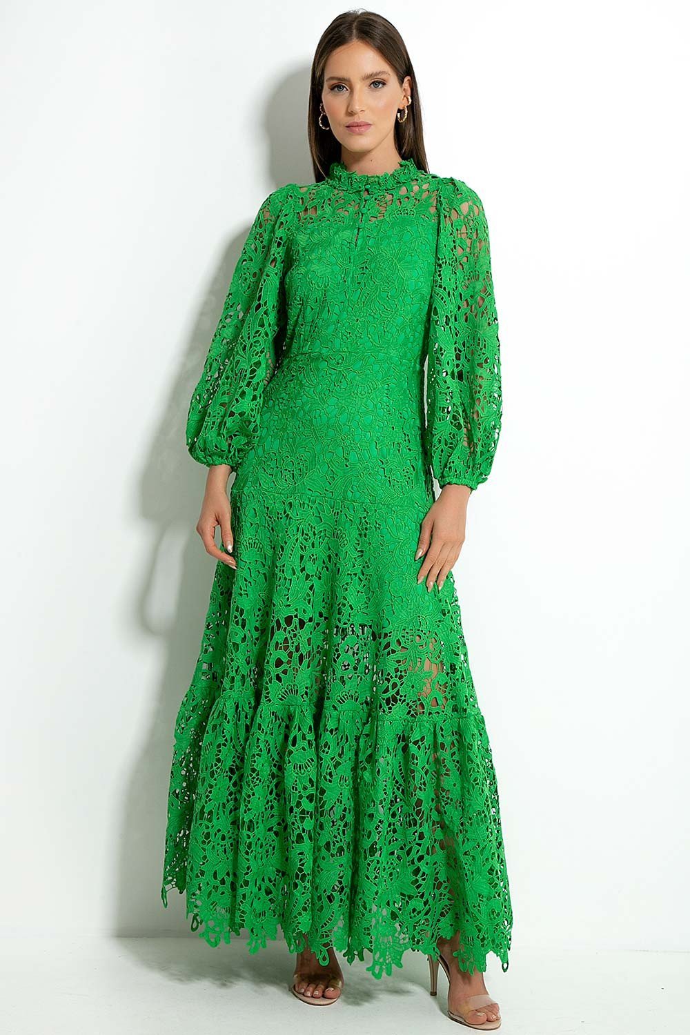 Joa Embroidered Lace Trimmed Flare Maxi Dress Sunfere