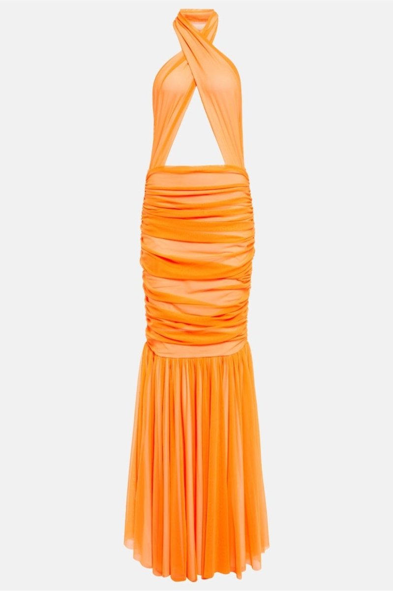 Jodie Cross Halter Neck Maxi Dress-Sunfere