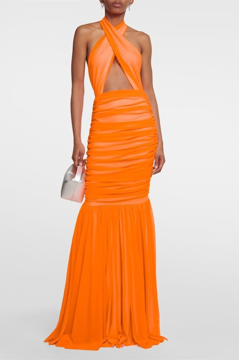 Jodie Cross Halter Neck Maxi Dress-Sunfere